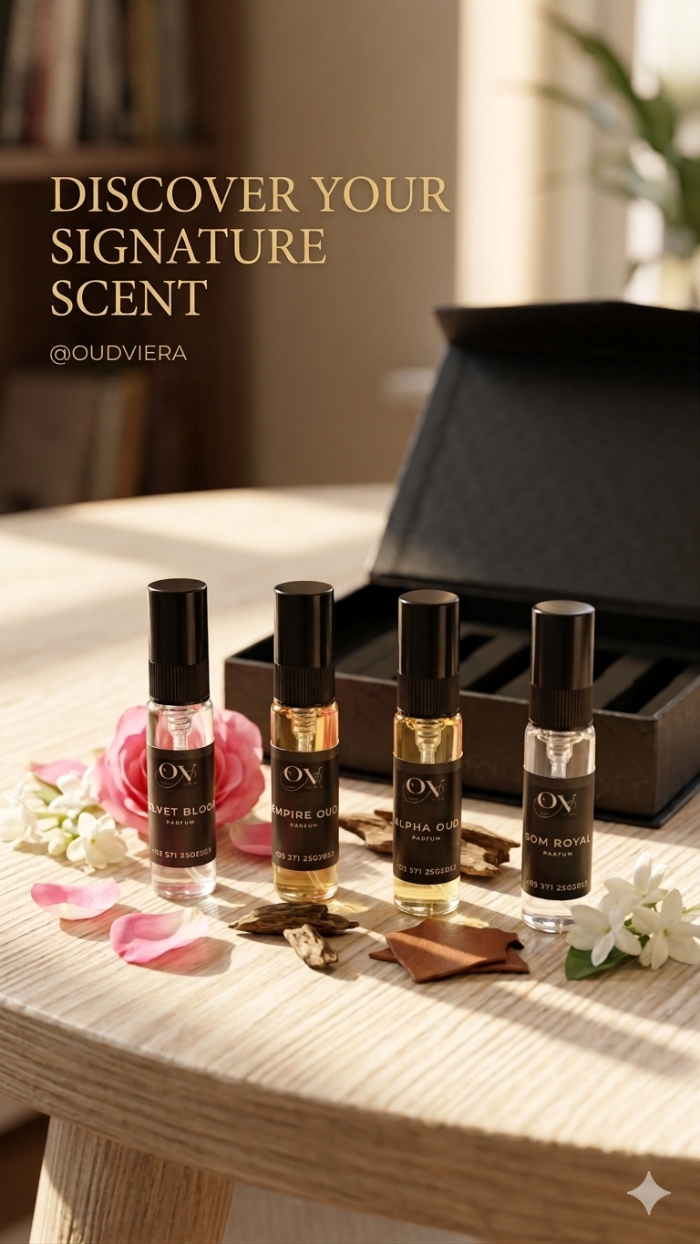 Discover Oud Viera – 5 Luxury Perfume Tester Set (Try All Scents Before Full Bottle)